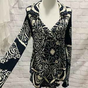 Free People Navy & White Button Close Sweater Coat - Size S